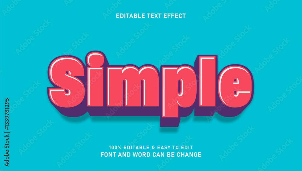 Poster simple text effect with editable bold font style