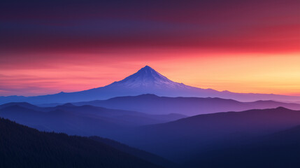 Fototapeta premium Majestic Mountain Peak at Sunset with Vibrant Sky 