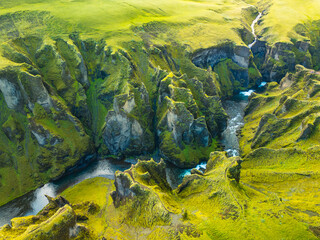 Famous Fjadrargljufur canyon in Iceland. Top tourism destination. South East of Iceland