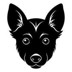 baby dog head simple black silhouette, Black silhouette vector icon, silhouette illustration