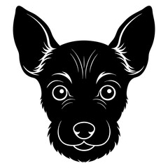 baby dog head simple black silhouette, Black silhouette vector icon, silhouette illustration
