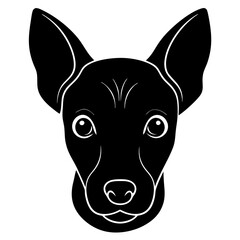 baby dog head simple black silhouette, Black silhouette vector icon, silhouette illustration