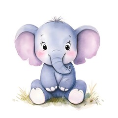 Naklejka premium A Gentle Friend: This sweet elephant with large ears sits gently, inviting and capturing the innocent charm of wildlife.