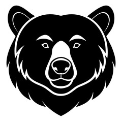 bear head simple black silhouette, Black silhouette vector icon, silhouette illustration