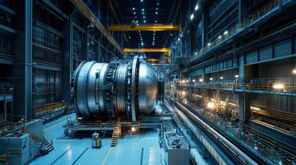 Large Industrial Turbine Inside a Factory