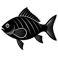bream fish simple black silhouette, Black silhouette vector icon, silhouette illustration