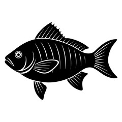 bream fish simple black silhouette, Black silhouette vector icon, silhouette illustration