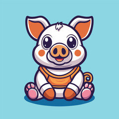 Obraz premium Adorable Sitting Piglet Cartoon Character Vector Illustration in EPS Format