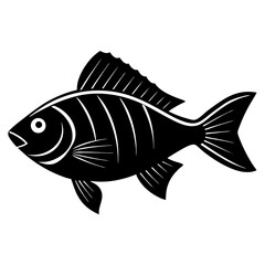bream fish simple black silhouette, Black silhouette vector icon, silhouette illustration