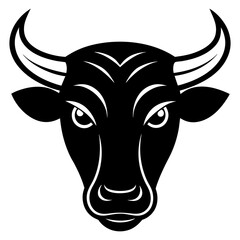 bull head simple black silhouette, Black silhouette vector icon, silhouette illustration