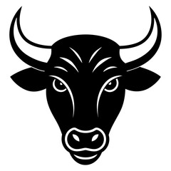 bull head simple black silhouette, Black silhouette vector icon, silhouette illustration