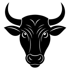 bull head simple black silhouette, Black silhouette vector icon, silhouette illustration