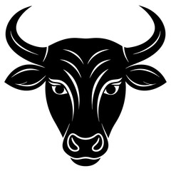 bull head simple black silhouette, Black silhouette vector icon, silhouette illustration