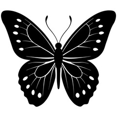 butterfly simple black silhouette, Black silhouette vector icon, silhouette illustration