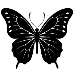 butterfly simple black silhouette, Black silhouette vector icon, silhouette illustration