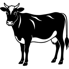 Cow simple black silhouette, Black silhouette vector icon, silhouette illustration
