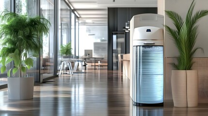 Modern water cooler in stylish office interior