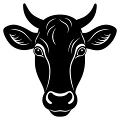 Cow head simple black silhouette, Black silhouette vector icon, silhouette illustration