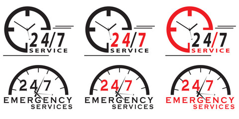 24 Hrs icon Simple outline vector logo