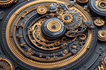 Obraz premium A detailed view of complex clockwork mechanism engineering marvel