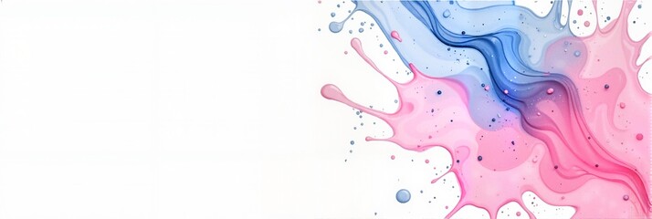 Obraz premium Colorful and abstract swirl of pink and blue watercolor paint splashes on a white background, vibrant concept of art or design