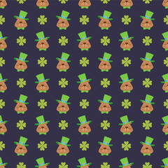 Fototapeta premium Capybara Patrick's Day Cute Cartoon Pattern, Ireland Vector