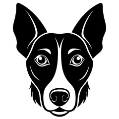 Dog head simple black silhouette, Black silhouette vector icon, silhouette illustration