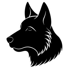 Dog head simple black silhouette, Black silhouette vector icon, silhouette illustration