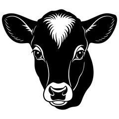 baby cow simple black silhouette, Black silhouette vector icon, silhouette illustration