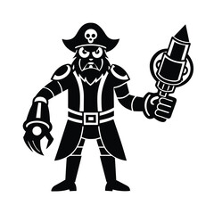 Obraz premium cartoon pirate captain mascot logo