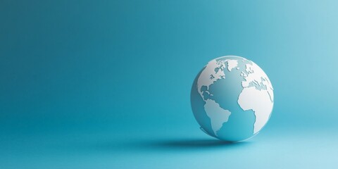 Fototapeta premium A serene blue globe stands alone against a calming backdrop. This image captures the essence of our planet in a minimalist style. Perfect for environmental themes. AI