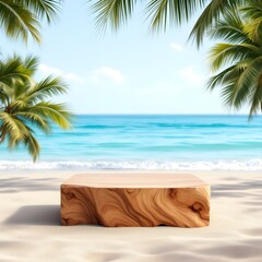 Wooden Podium on Sandy Beach