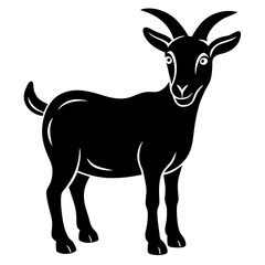 goat simple black silhouette, Black silhouette vector icon, silhouette illustration