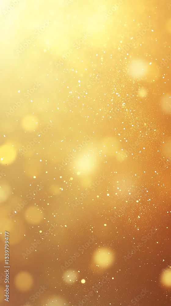 Poster golden bokeh background with glittering particles, creating a festive and luxurious ambiance, ideal 