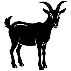 goat simple black silhouette, Black silhouette vector icon, silhouette illustration