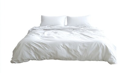 White bedding, neatly made bed, clean sheets, crisp linen, comfortable sleep, bedroom interior