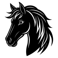 horse head simple black silhouette, Black silhouette vector icon, silhouette illustration