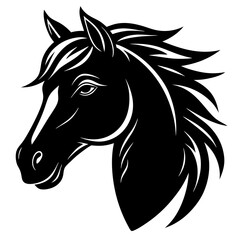 horse head simple black silhouette, Black silhouette vector icon, silhouette illustration