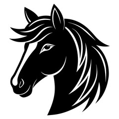 horse head simple black silhouette, Black silhouette vector icon, silhouette illustration