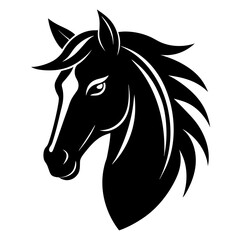 horse head simple black silhouette, Black silhouette vector icon, silhouette illustration