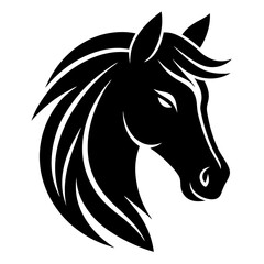 horse head simple black silhouette, Black silhouette vector icon, silhouette illustration
