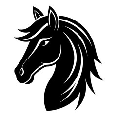 horse head simple black silhouette, Black silhouette vector icon, silhouette illustration