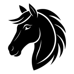  horse head simple black silhouette, Black silhouette vector icon, silhouette illustration