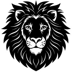 lion head simple black silhouette, Black silhouette vector icon, silhouette illustration