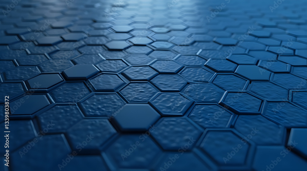 Aufkleber textured blue hexagonal tiles geometric pattern abstract background