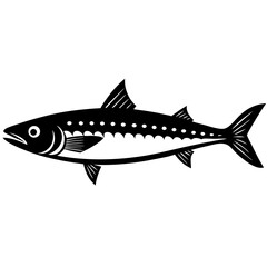 mackerel fish simple black silhouette, Black silhouette vector icon, silhouette illustration
