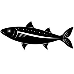Fototapeta premium mackerel fish simple black silhouette, Black silhouette vector icon, silhouette illustration