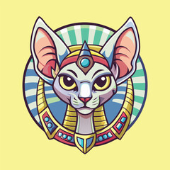 Fototapeta premium Majestic Sphinx Cat Head Mascot Vector Illustration in White Background