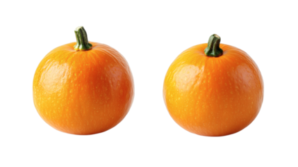 Two fresh orange pumpkins isolated on white background