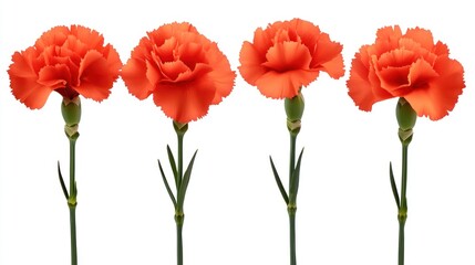 Obraz premium Vibrant Orange Carnations: A Quartet of Blossoms